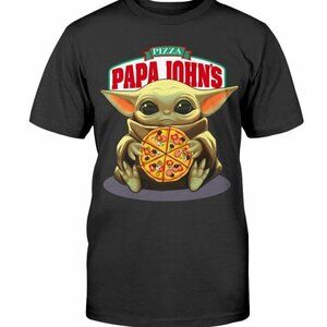 Baby Yoda Hug Pizza Papa Johns Funny Star Wars T-Shirt 81